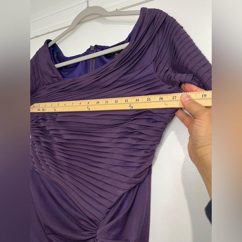 Tadashi Shoji Purple Ruched‎ Tulle Sheath Dress Sz. LP - Picture 5 of 10